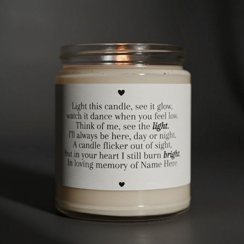 Heartfelt Sympathy Custom 9oz Soy Wax Memorial Candle Gift Heartfelt Sympathy Custom 9oz Soy Wax Memorial Candle Gift