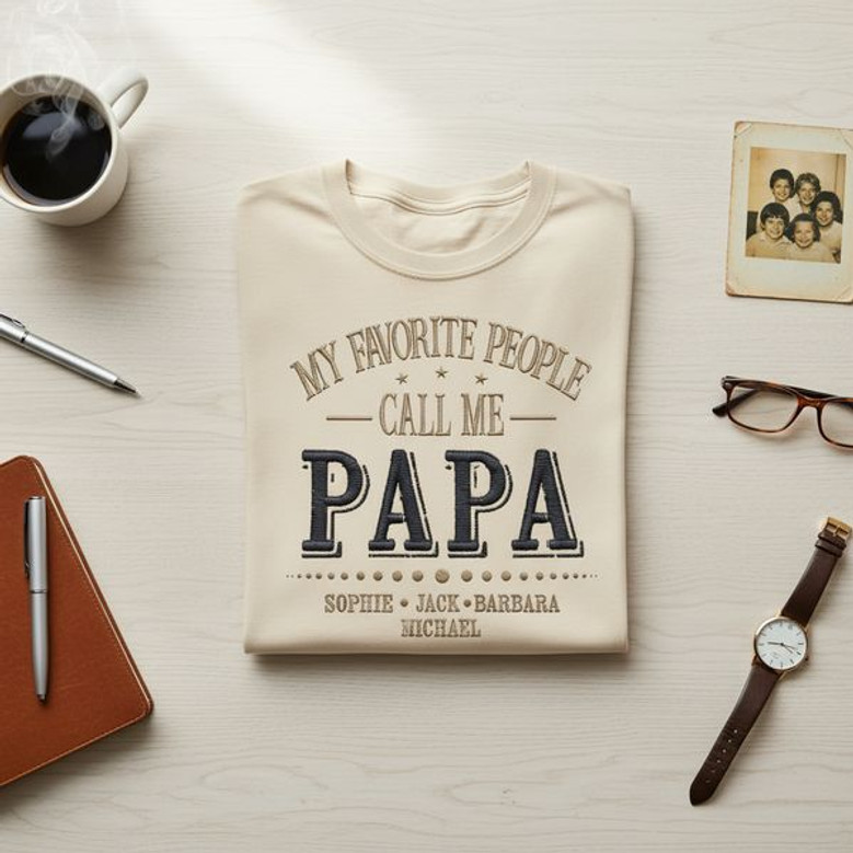 Heartwarming Papa Embroidered Comfort Colors T-shirt Heartwarming Papa Embroidered Comfort Colors T-shirt