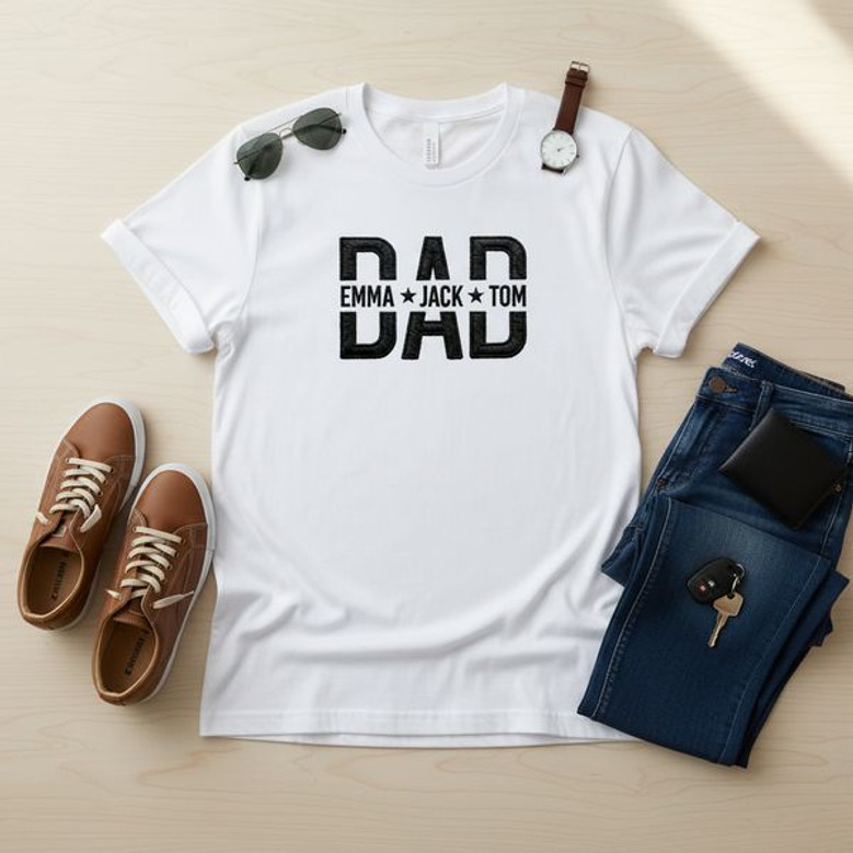 Kids' Names Embroidered Comfort Colors T-shirt for Dad