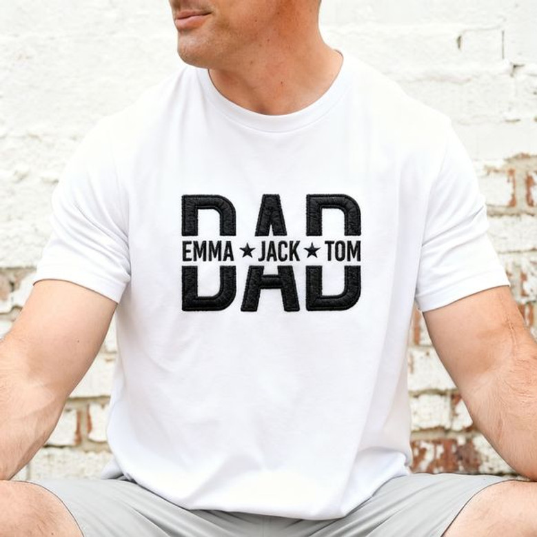 Kids' Names Embroidered Comfort Colors T-shirt for Dad