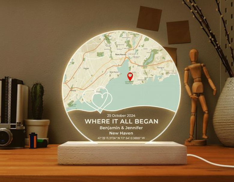 Map Your Journey Custom Where We Met Memorial Light Night Map Your Journey Custom Where We Met Memorial Light Night