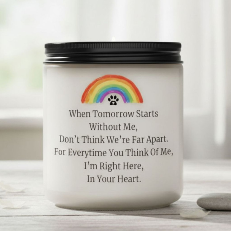 Rainbow Bridge Pet Memorial Soy Wax Candle 9oz Dog Loss Gift