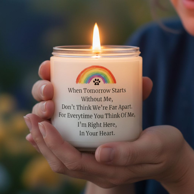 Rainbow Bridge Pet Memorial Soy Wax Candle 9oz Dog Loss Gift