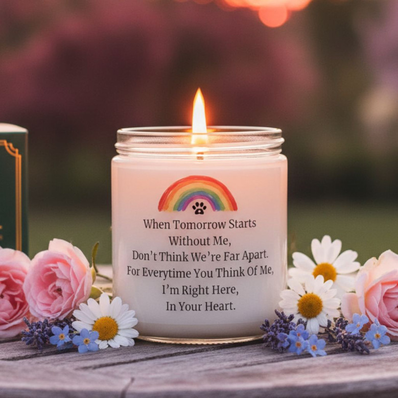 Rainbow Bridge Pet Memorial Soy Wax Candle 9oz Dog Loss Gift