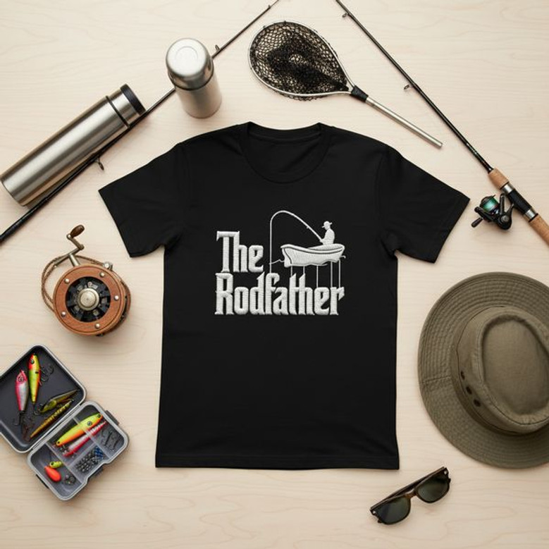 Reel in The Rodfather Embroidered Comfort Colors T-shirt Reel in The Rodfather Embroidered Comfort Colors T-shirt