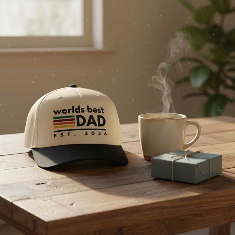 Retro Worlds Best Dad Est - Embroidered Mid Profile Baseball Cap