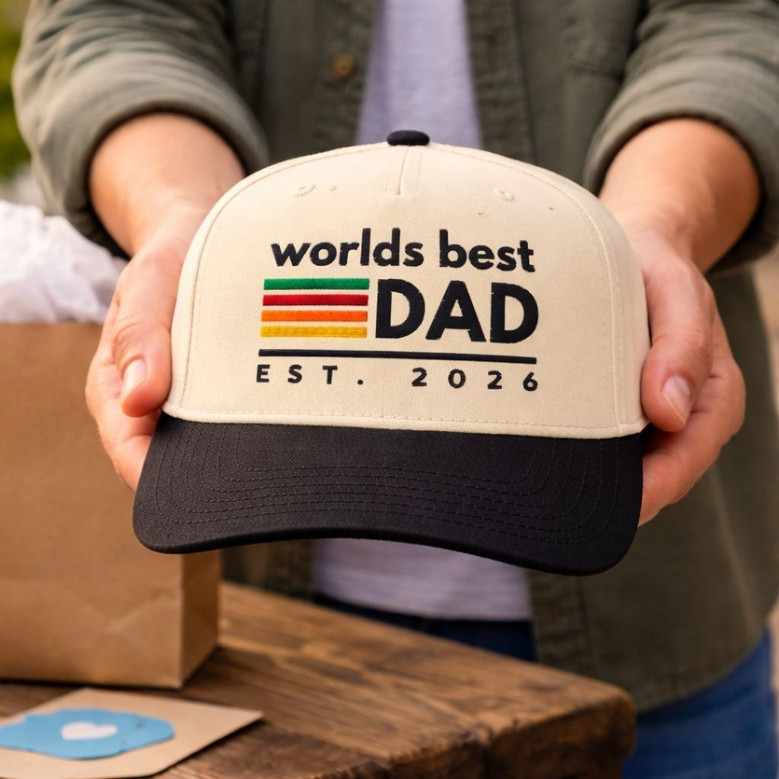 Retro Worlds Best Dad Est - Embroidered Mid Profile Baseball Cap