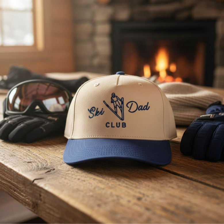 Ski Dad Club - Embroidered Mid Profile Baseball Cap