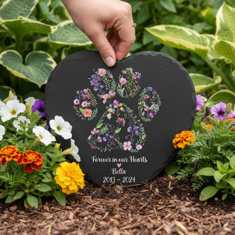Tender Heart Pet Tribute Slate Memorial Garden Stone