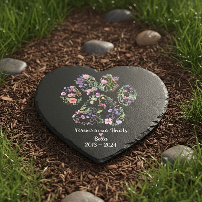 Tender Heart Pet Tribute Slate Memorial Garden Stone
