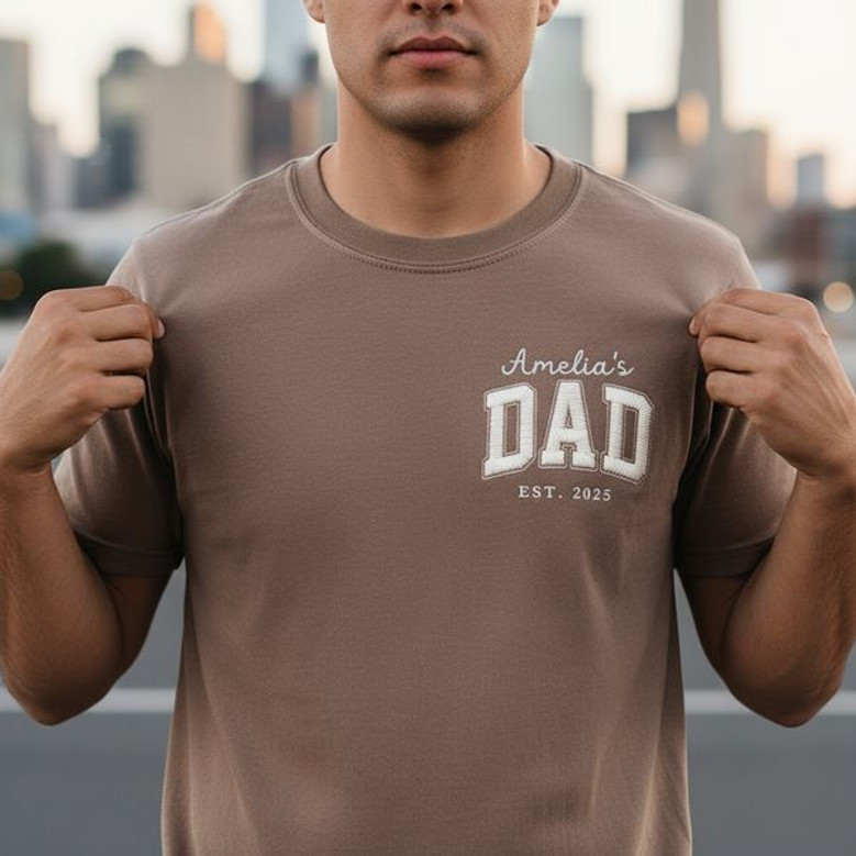 Treasured Dad Names Embroidered Comfort Colors T-shirt