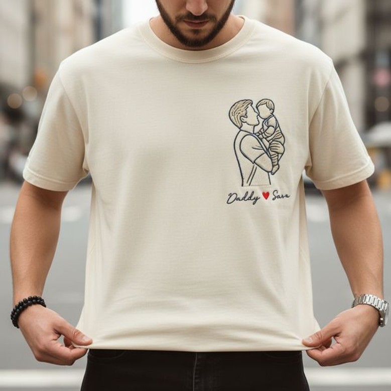 Treasured Father Moments Custom Embroidered Comfort Colors T-shirt