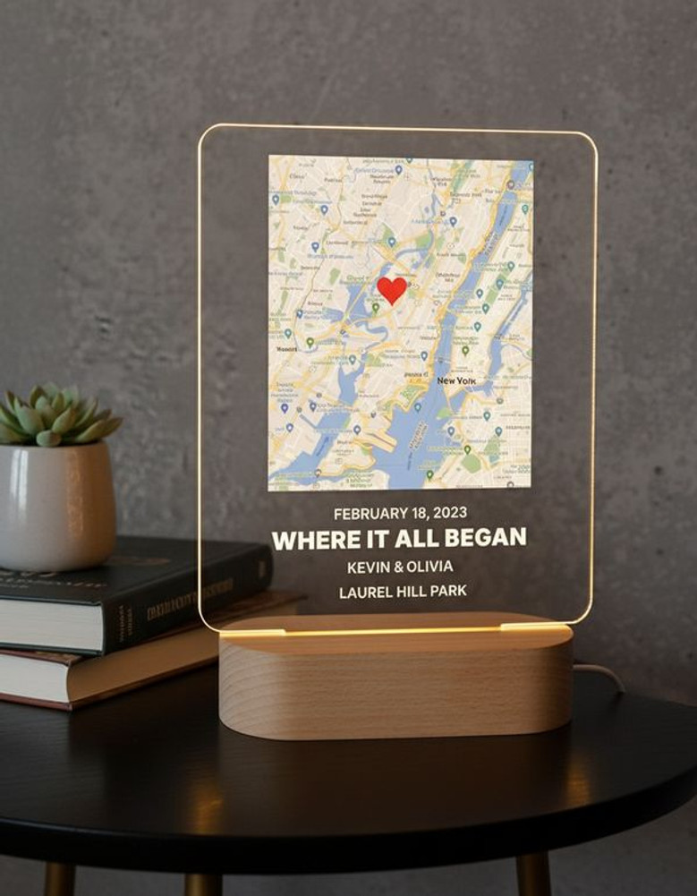Where We Met Map Personalized Couple Memorial Light Night Where We Met Map Personalized Couple Memorial Light Night