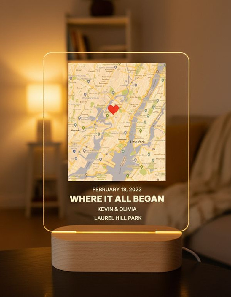 Where We Met Map Personalized Couple Memorial Light Night Where We Met Map Personalized Couple Memorial Light Night