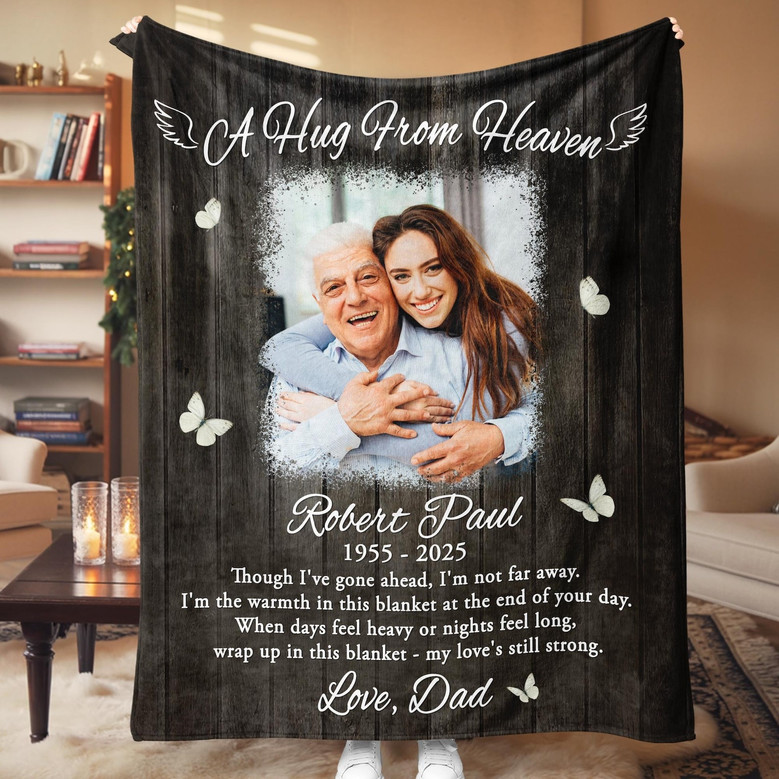 A Heartfelt Hug From Heaven Custom Photo Fleece Blanket A Heartfelt Hug From Heaven Custom Photo Fleece Blanket