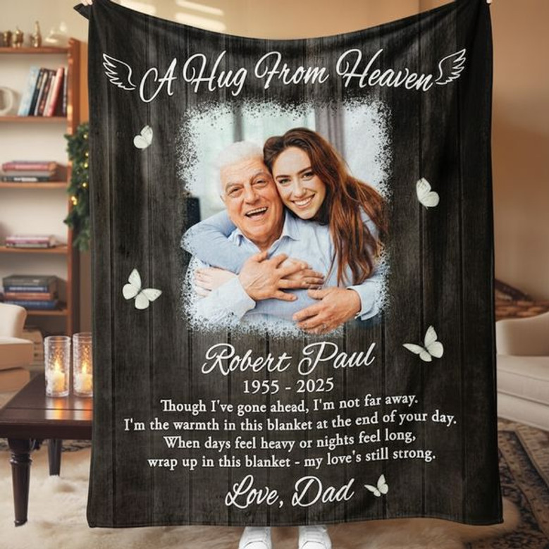 A Heartfelt Hug From Heaven Custom Photo Fleece Blanket A Heartfelt Hug From Heaven Custom Photo Fleece Blanket