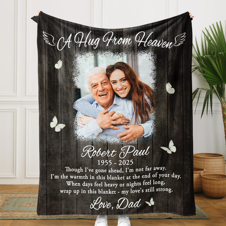 A Heartfelt Hug From Heaven Custom Photo Fleece Blanket A Heartfelt Hug From Heaven Custom Photo Fleece Blanket