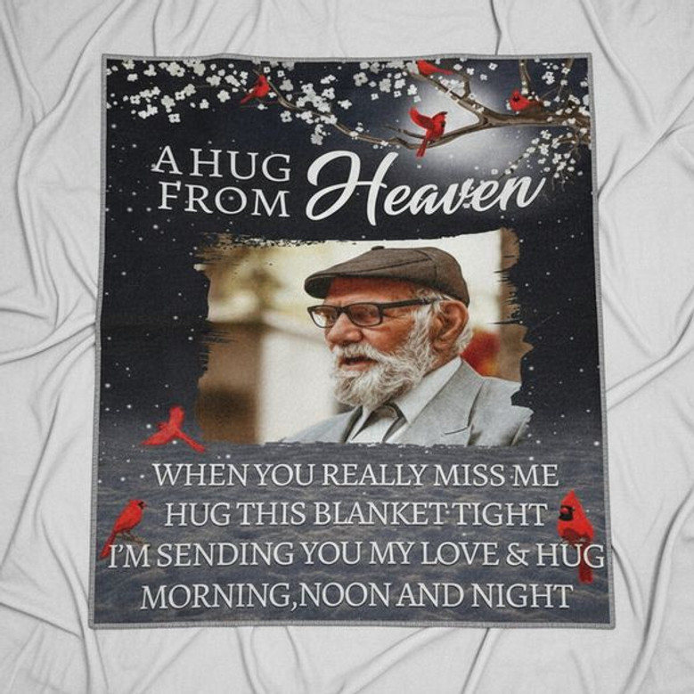 A Hug from Heaven Custom Photo Memorial Fleece Blanket