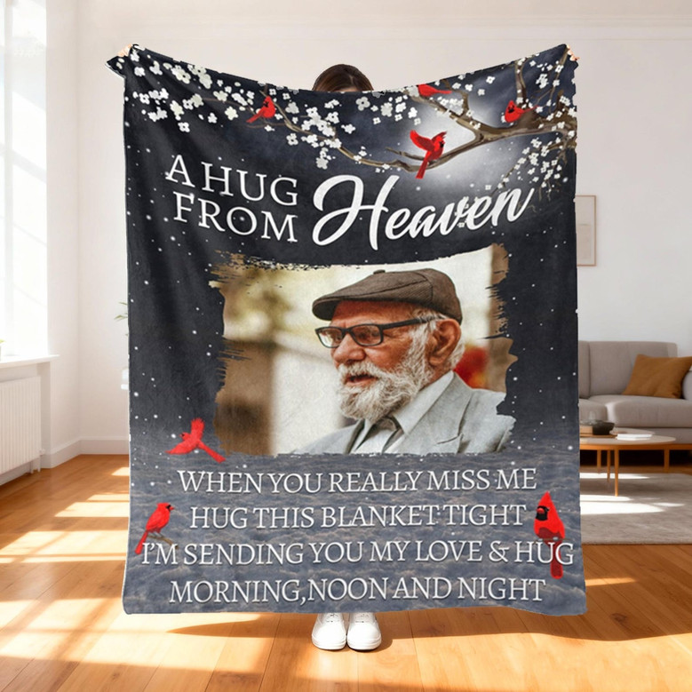 A Hug from Heaven Custom Photo Memorial Fleece Blanket