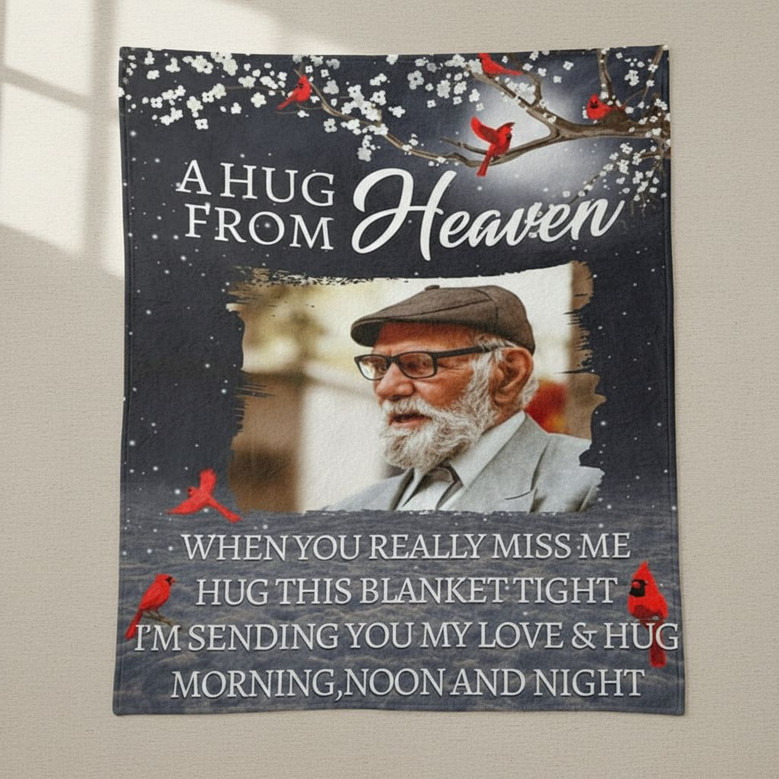 A Hug from Heaven Custom Photo Memorial Fleece Blanket