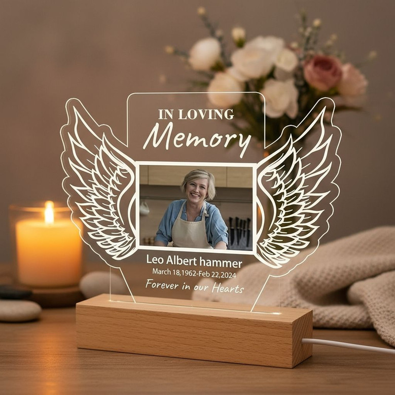 Always Remembered Personalized Memorial Light Night Photo Frame