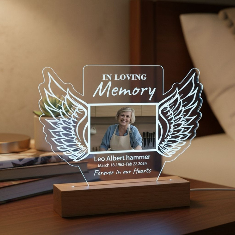 Always Remembered Personalized Memorial Light Night Photo Frame