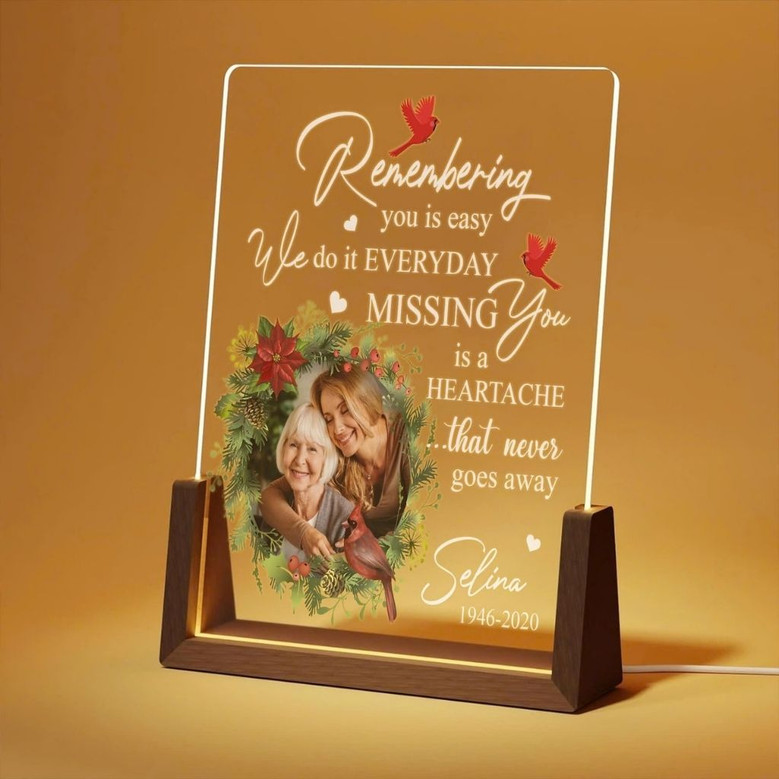 Beautifully Remembered Custom Photo Memorial Light Night