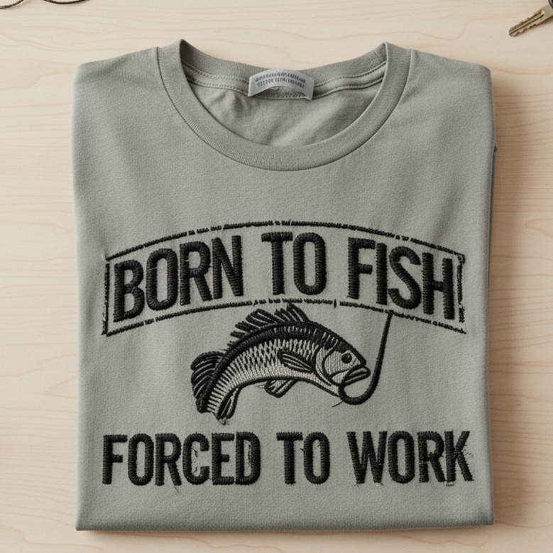 Born to Fish Embroidered Comfort Colors T-shirt Dad Gift Born to Fish Embroidered Comfort Colors T-shirt Dad Gift