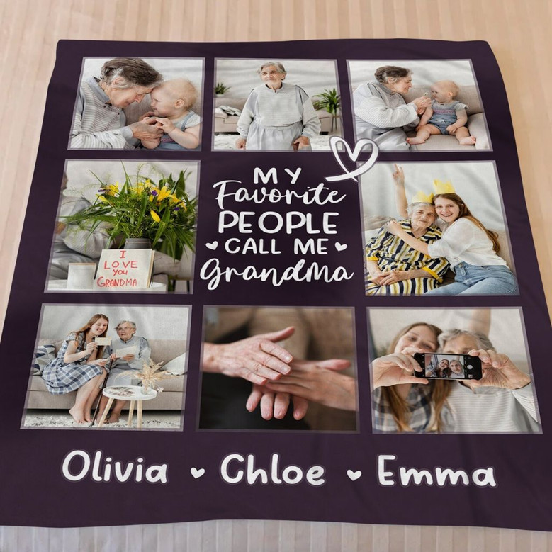 Capture Grandmas Love Custom Photo Collage Fleece Blanket Capture Grandmas Love Custom Photo Collage Fleece Blanket