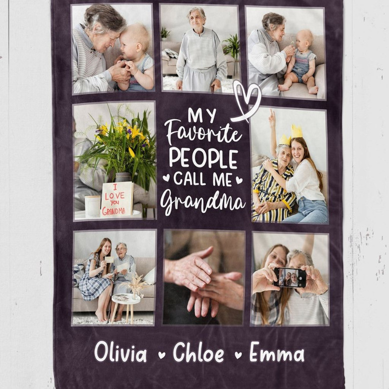 Capture Grandmas Love Custom Photo Collage Fleece Blanket Capture Grandmas Love Custom Photo Collage Fleece Blanket