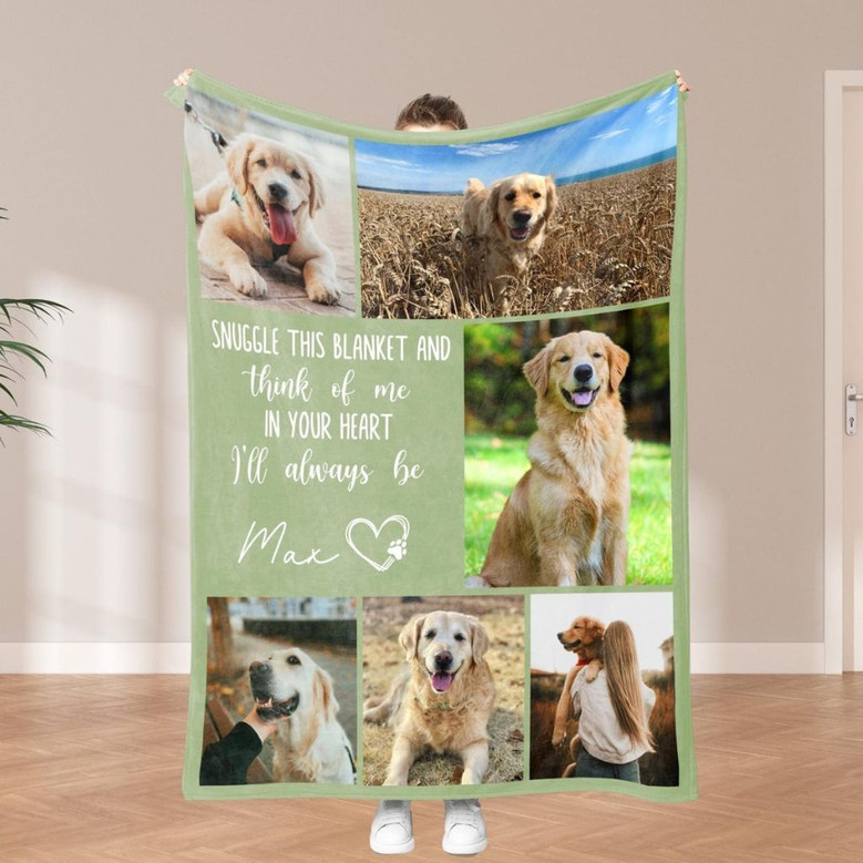 Cherished Pet Memories Custom Dog Photo Collage Fleece Blanket Cherished Pet Memories Custom Dog Photo Collage Fleece Blanket