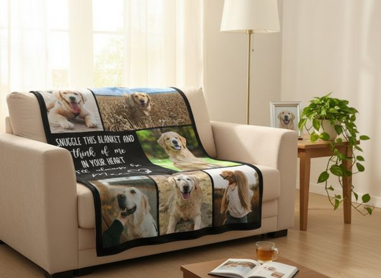 Cherished Pet Memories Custom Dog Photo Collage Fleece Blanket Cherished Pet Memories Custom Dog Photo Collage Fleece Blanket