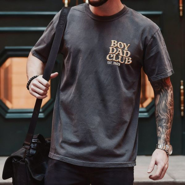 Custom Boy Dad Embroidered Comfort Colors T-shirt