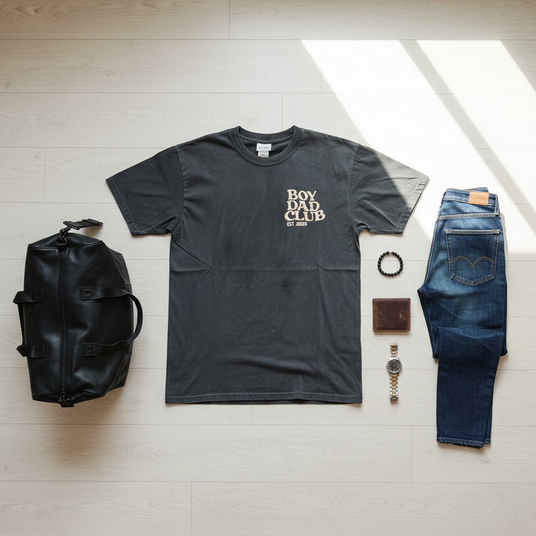 Custom Boy Dad Embroidered Comfort Colors T-shirt