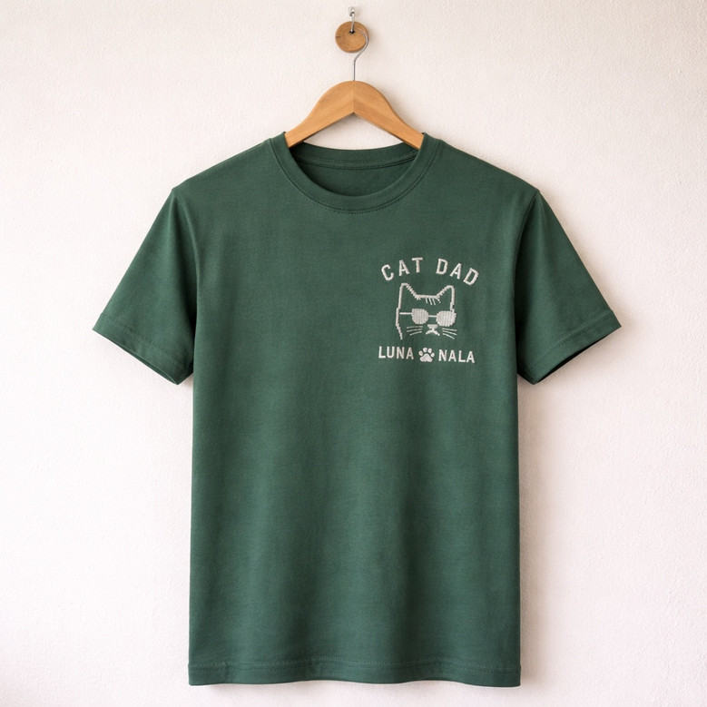 Custom Cat Dad Pride Embroidered Comfort Colors T-shirt Custom Cat Dad Pride Embroidered Comfort Colors T-shirt