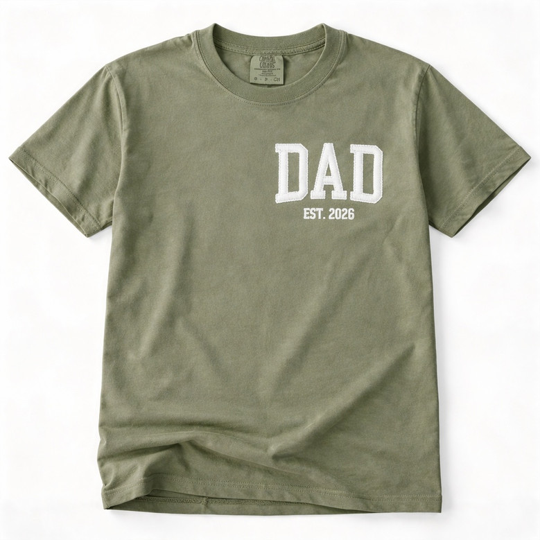 Custom Dad Est Embroidered Comfort Colors T-shirt Gift