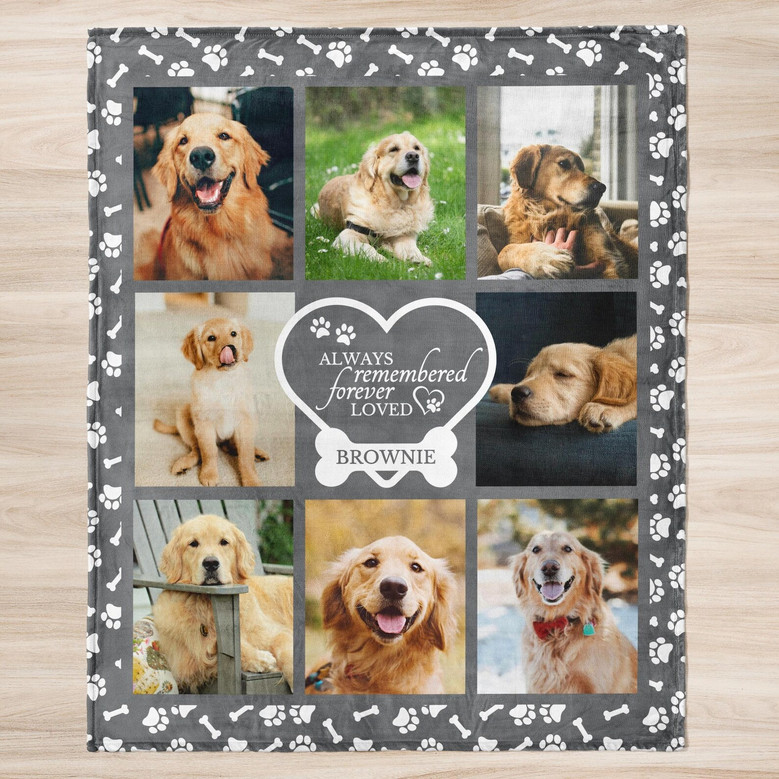 Custom Dog Memorial Fleece Blanket Honoring Your Pet Photo Custom Dog Memorial Fleece Blanket Honoring Your Pet Photo
