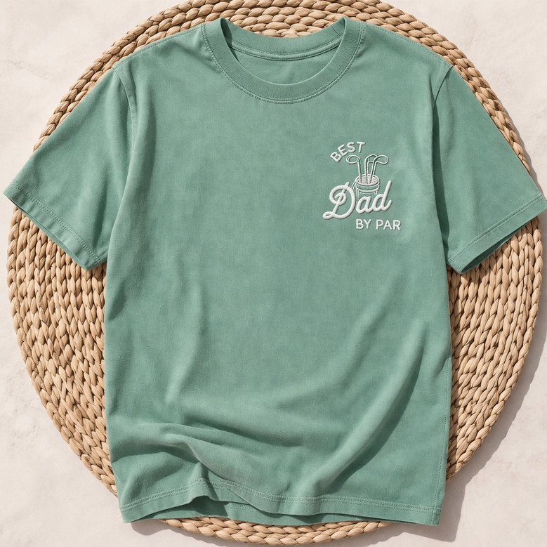 Custom Golf Dad Embroidered Comfort Colors T-shirt Best Dad by Par