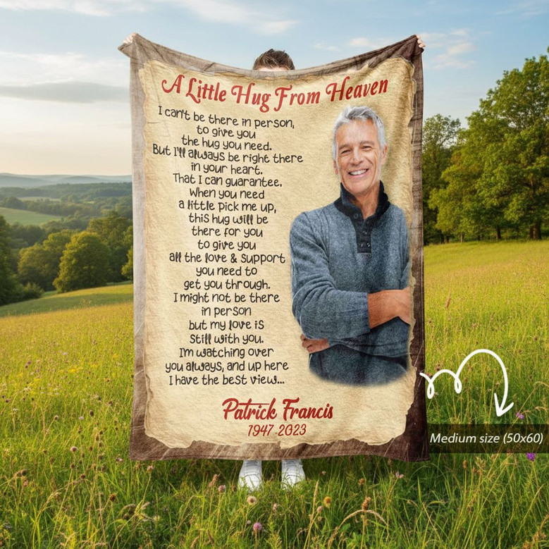 Custom Photo Memorial Fleece Blanket Honoring Loved Ones