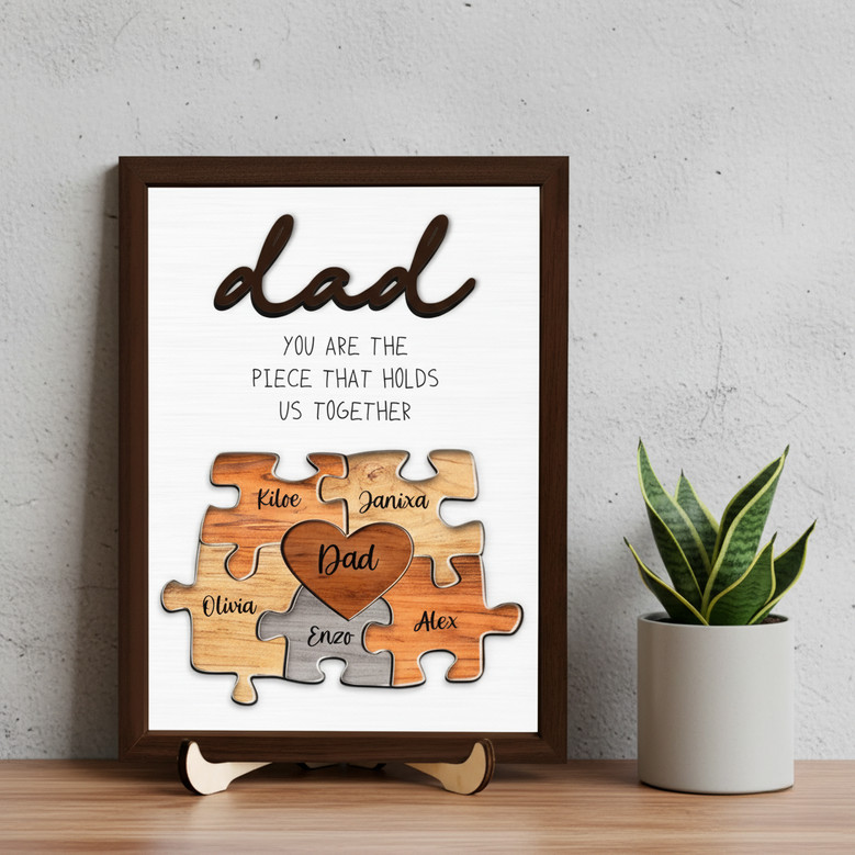 Dad, You Hold Us Together - Custom Puzzle Wood Sign Gift