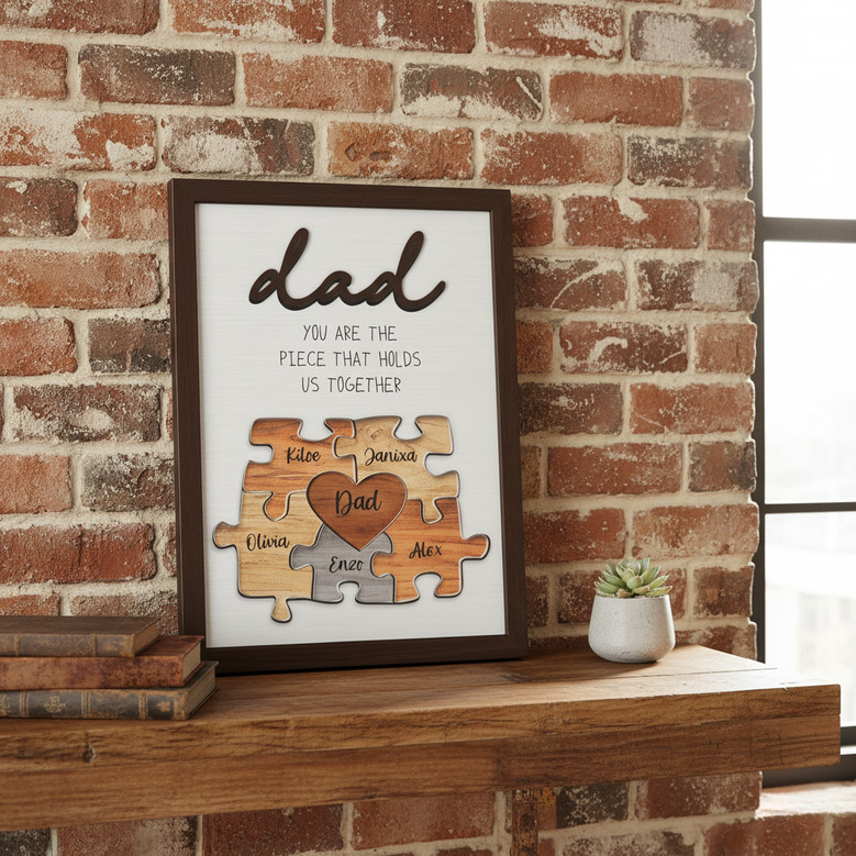 Dad, You Hold Us Together - Custom Puzzle Wood Sign Gift