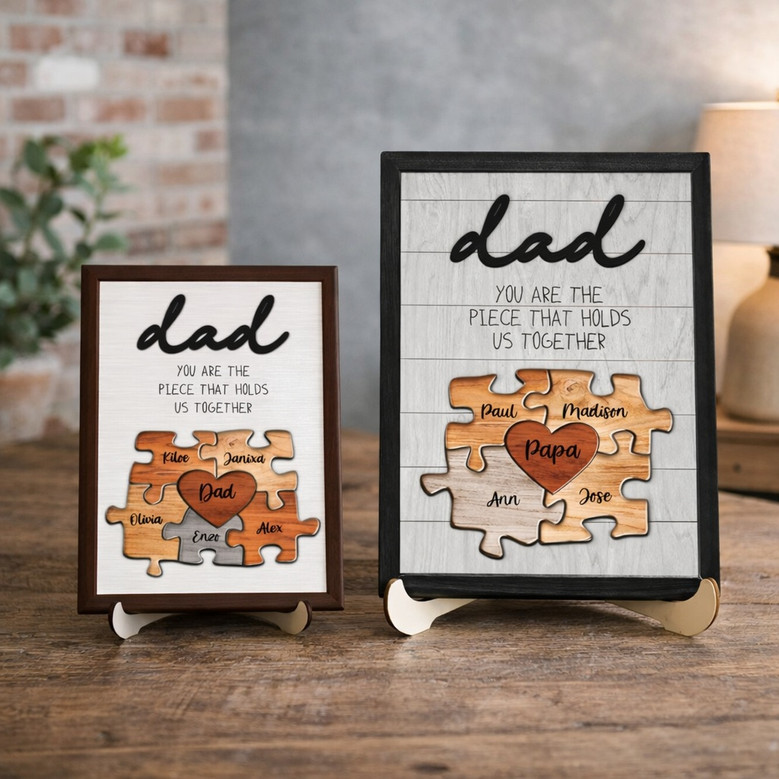 Dad, You Hold Us Together - Custom Puzzle Wood Sign Gift