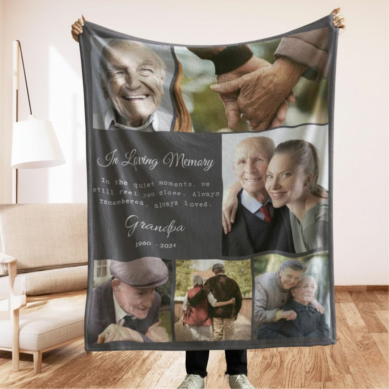 Dads Hug From Heaven Personalized Photo Memorial Fleece Blanket Dads Hug From Heaven Personalized Photo Memorial Fleece Blanket