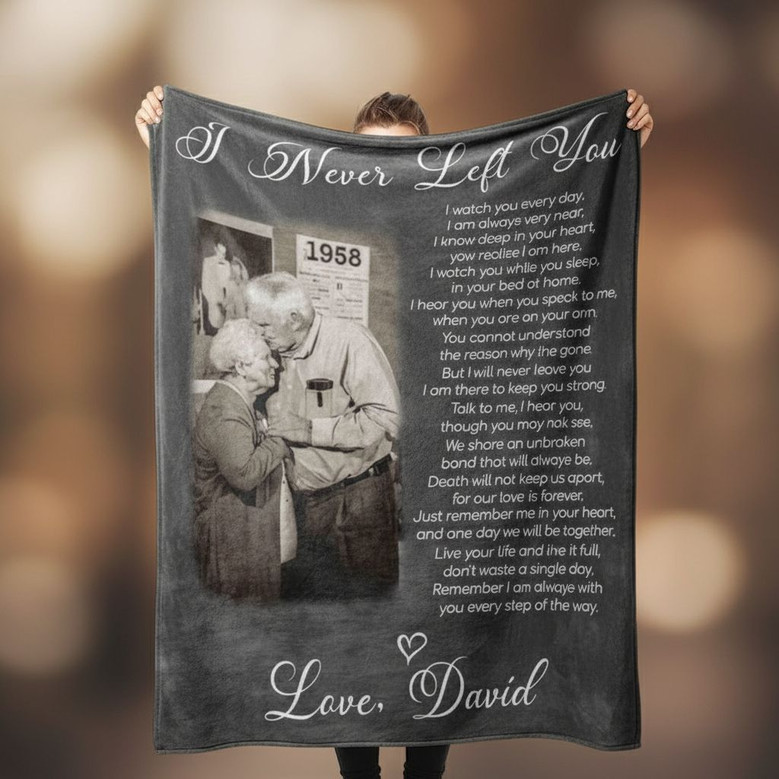 Forever in Heart Custom Dad Memorial Photo Fleece Blanket