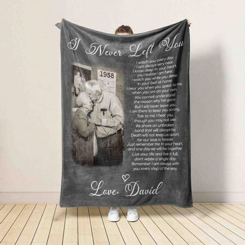 Forever in Heart Custom Dad Memorial Photo Fleece Blanket