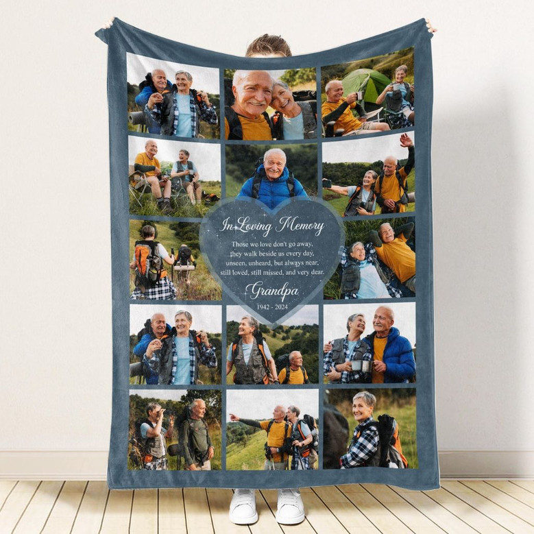 Forever Loved Custom Photo Collage Memorial Fleece Blanket Forever Loved Custom Photo Collage Memorial Fleece Blanket