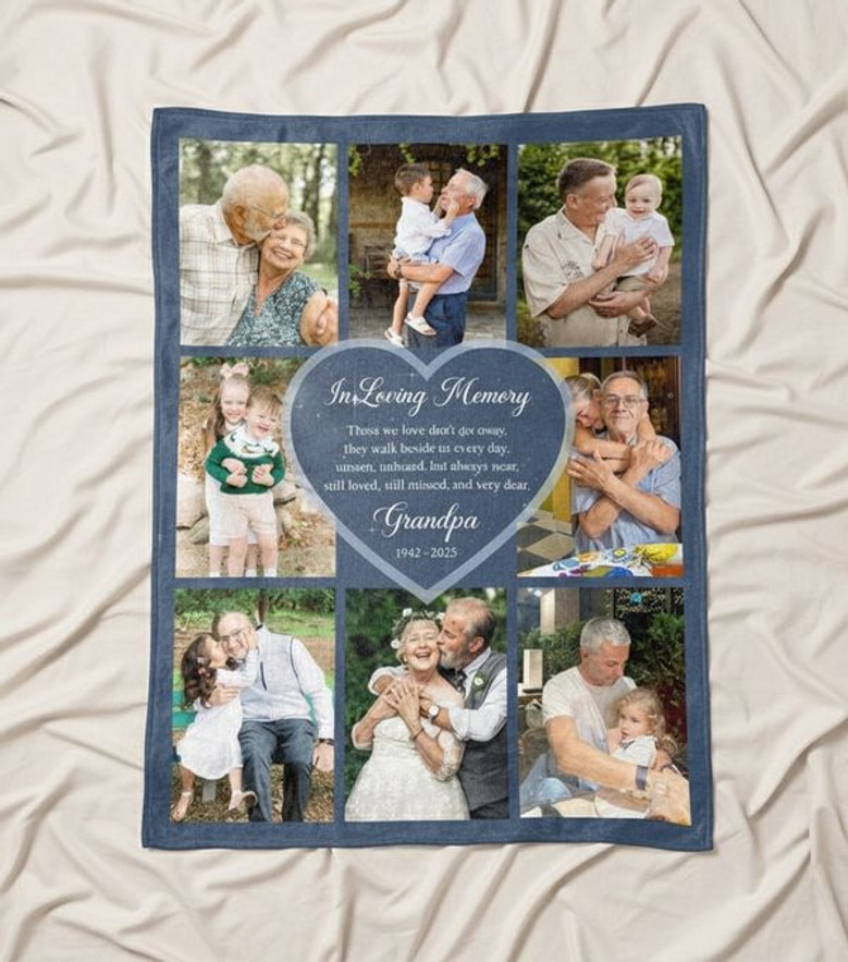 Forever Loved Custom Photo Collage Memorial Fleece Blanket Forever Loved Custom Photo Collage Memorial Fleece Blanket