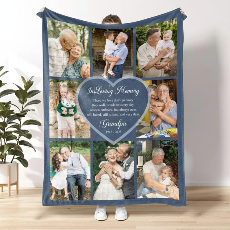 Forever Loved Custom Photo Collage Memorial Fleece Blanket Forever Loved Custom Photo Collage Memorial Fleece Blanket