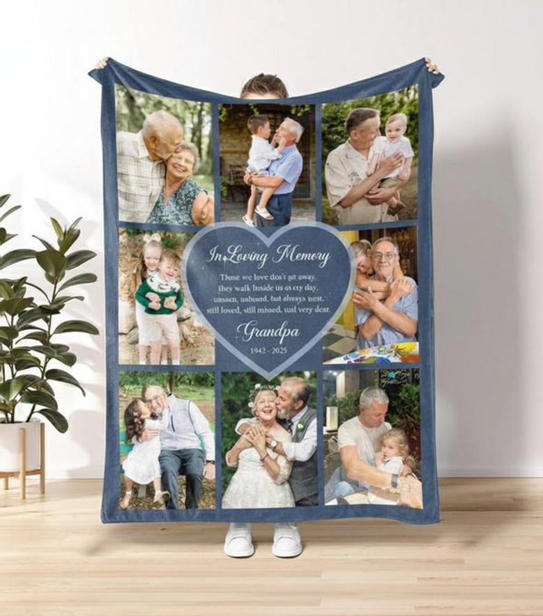 Forever Loved Custom Photo Collage Memorial Fleece Blanket Forever Loved Custom Photo Collage Memorial Fleece Blanket
