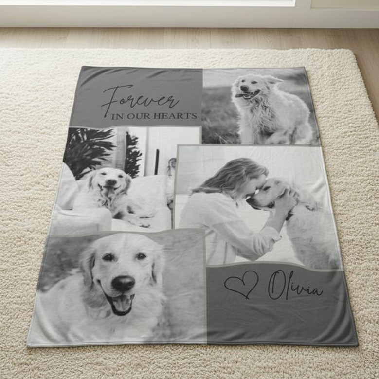 Forever Loved Custom Photo Pet Memorial Fleece Blanket